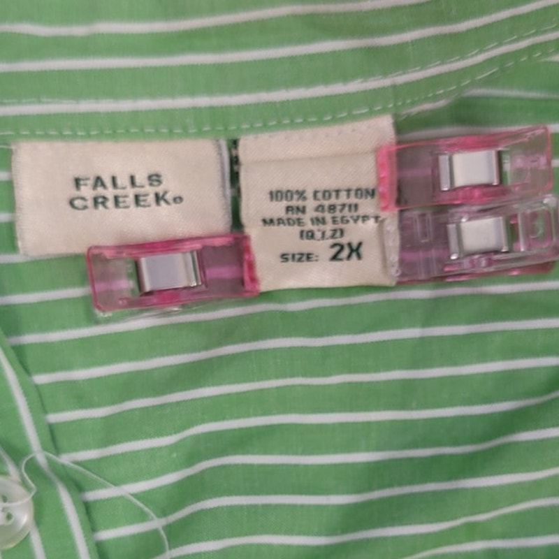 Falls Creek Mens 2X 100% Cotton Short Sleeve Pin Striped Button Up Shirt