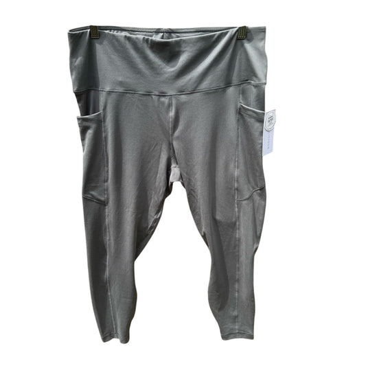 NWT New Yogalicious Womens Size 1X Serena Gray Ankle Stretch Leggings w Pockets