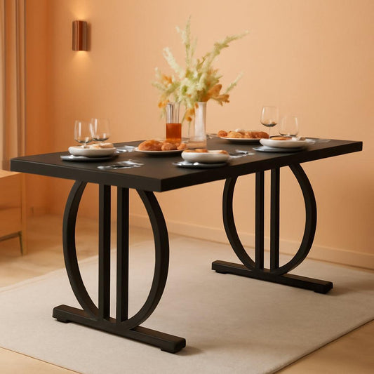 Black Modern Dining Table For Four To Six Rectangular-0
