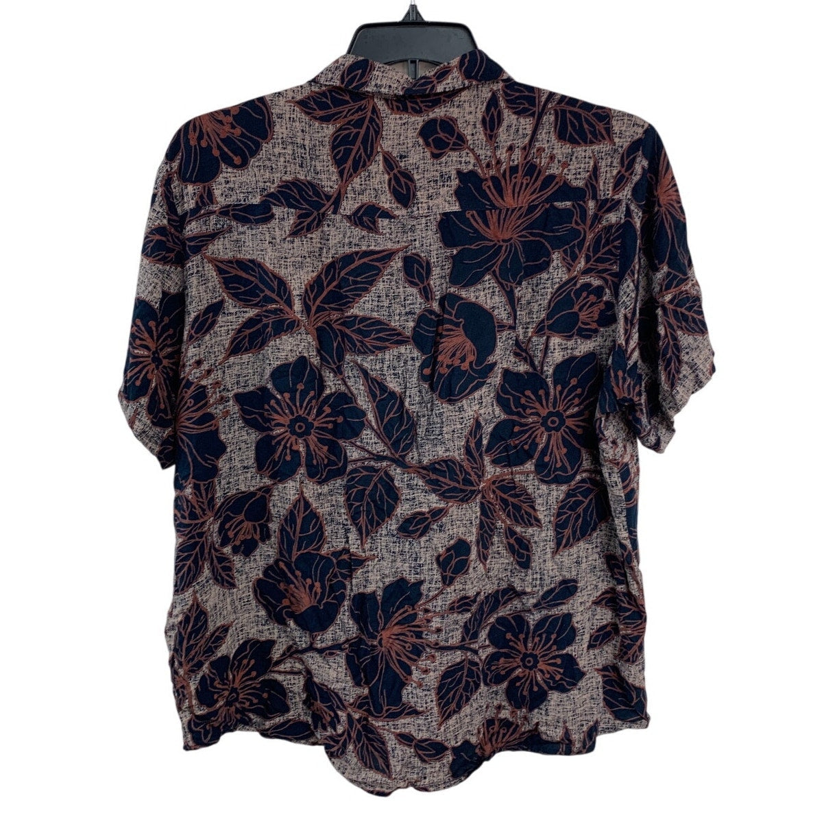Jotook Mens Large 100% Rayong Floral Short Sleeve Button Up Collared Shirt