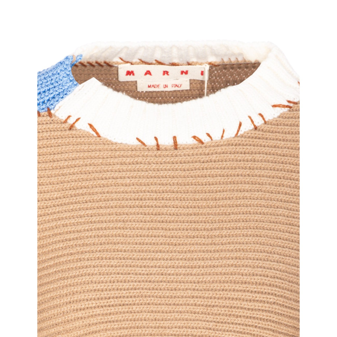 Marni Women Bicolor Cropped Sweater With Stitching