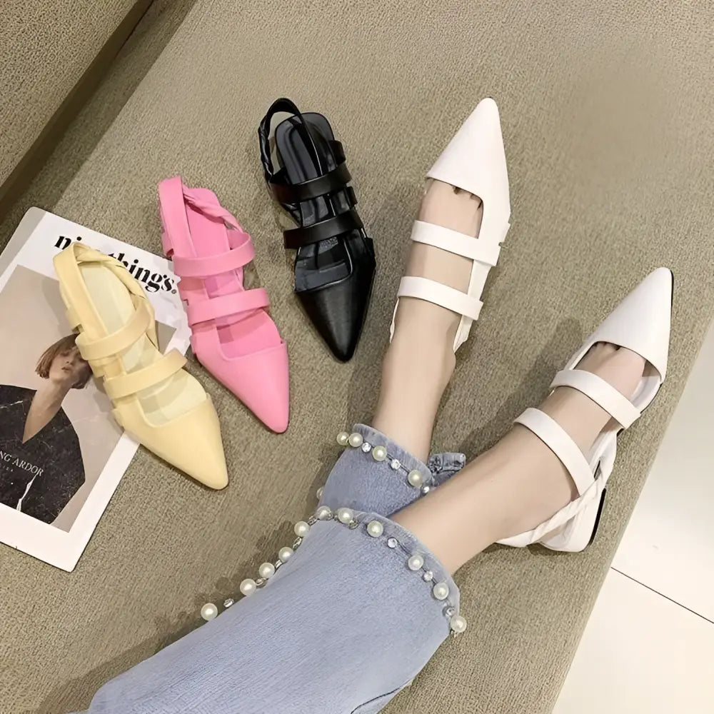 Black Braided Pointed Toe Foreign Style Single Shoes