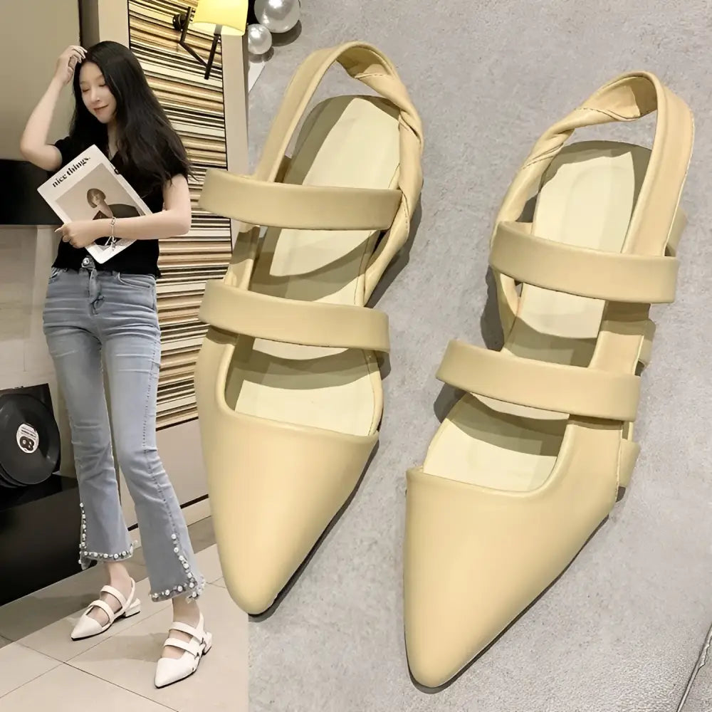Black Braided Pointed Toe Foreign Style Single Shoes