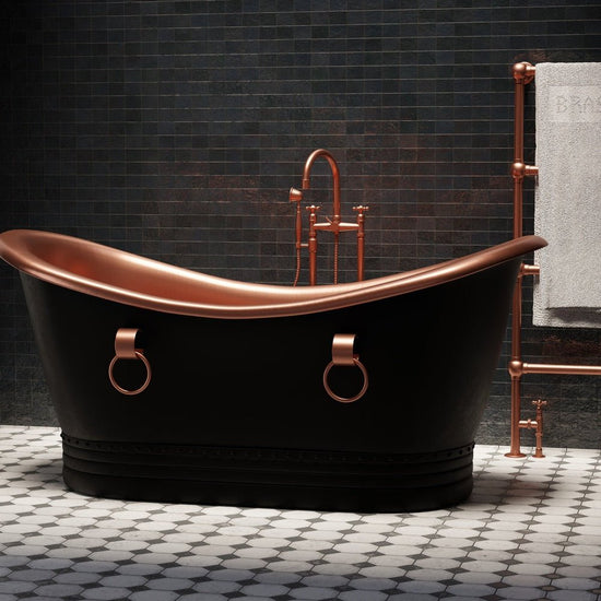 Black and Copper Matte Freestanding Bathtub - Luxury Handcrafted Spa Statement Piece
