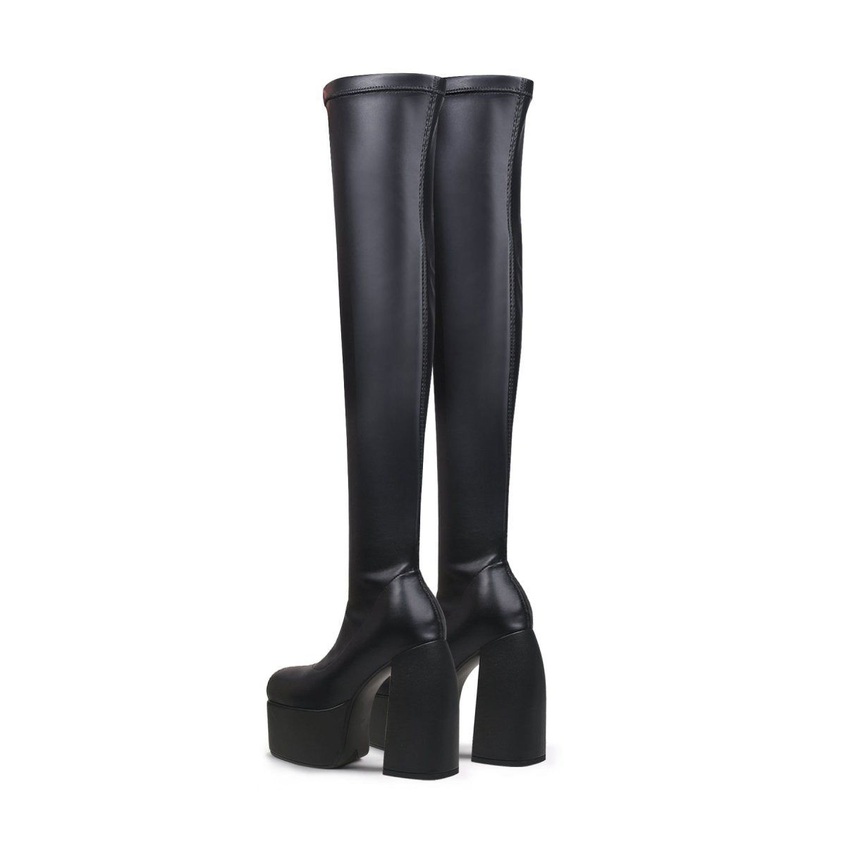Black Cyberpunk Knee-High Boots-3