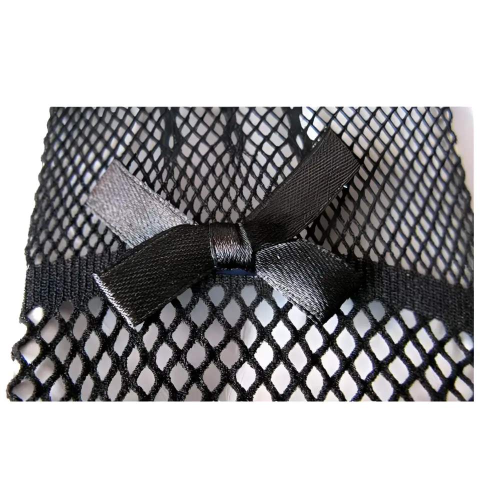 Black Fishnet Stretch Mesh Gloves with Lace Cuffs