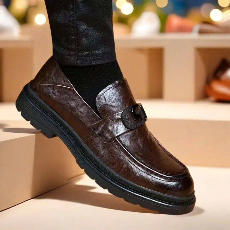 Black Glossy Business Casual Leather Loafers