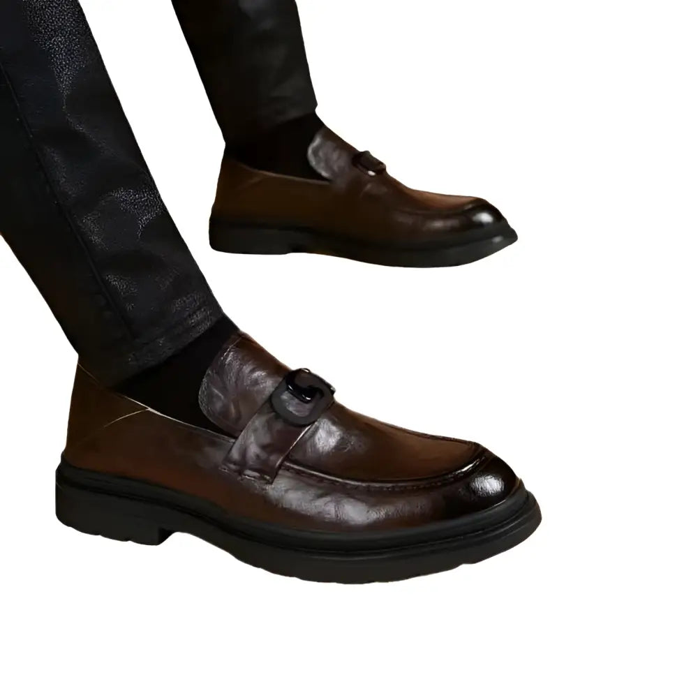 Black Glossy Business Casual Leather Loafers