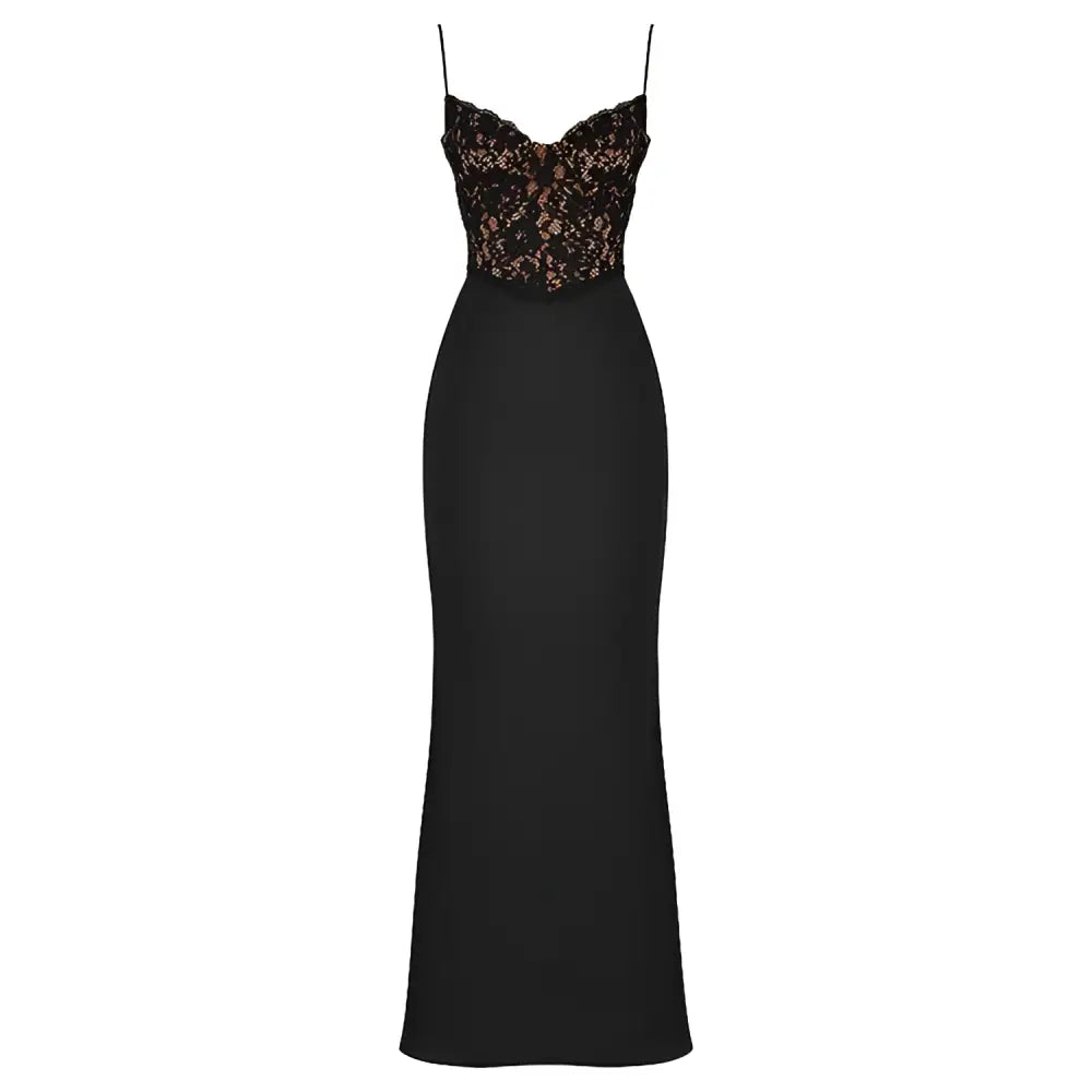 Black Lace High Waist Mermaid Gown