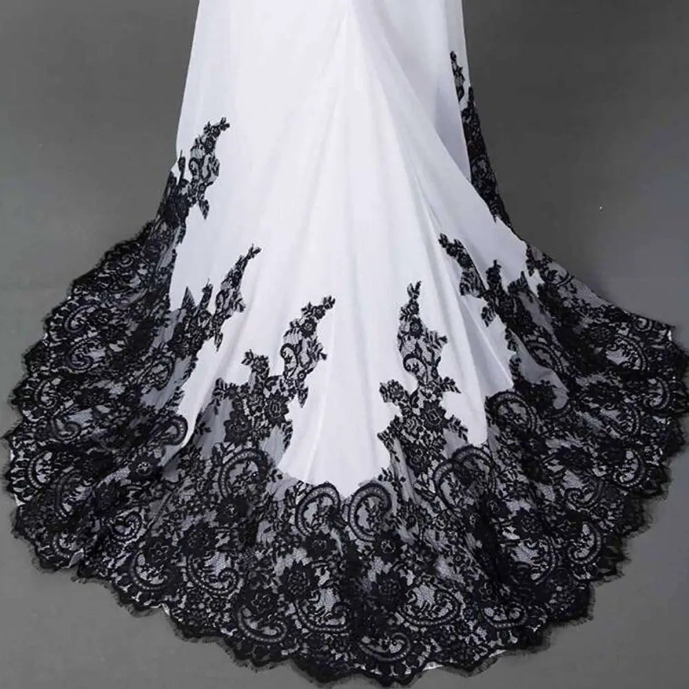 Black Lace Slim Mermaid Tail Wedding Dress