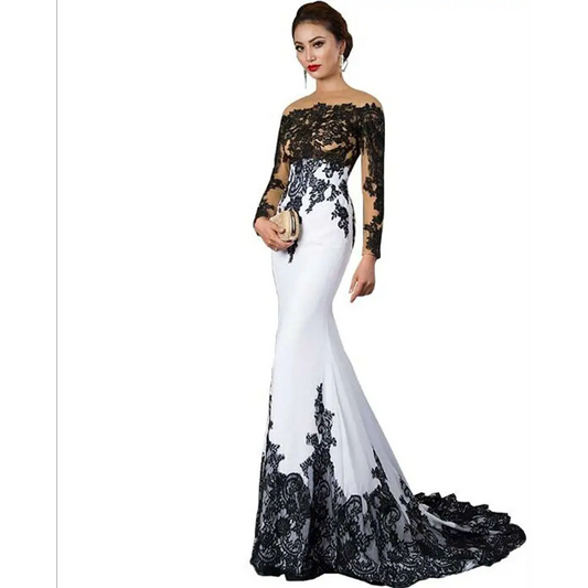 Black Lace Slim Mermaid Tail Wedding Dress