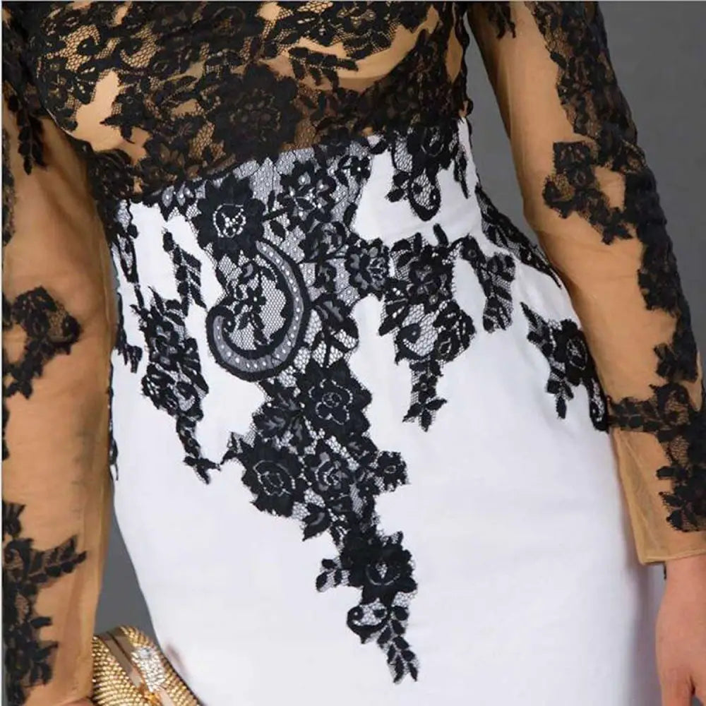 Black Lace Slim Mermaid Tail Wedding Dress