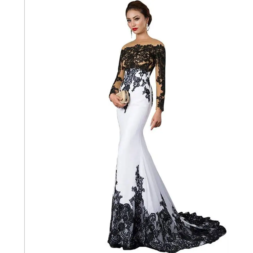 Black Lace Slim Mermaid Tail Wedding Dress