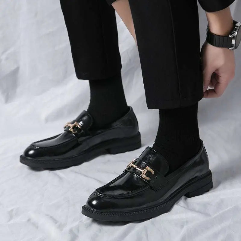 Black Patent Horsebit Loafers Male Fashion Formal Wear