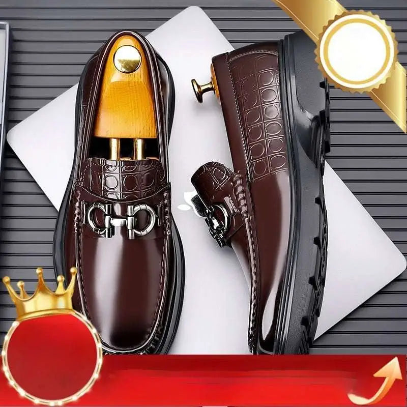 Black Patent Horsebit Platform Retro Casual Shoes