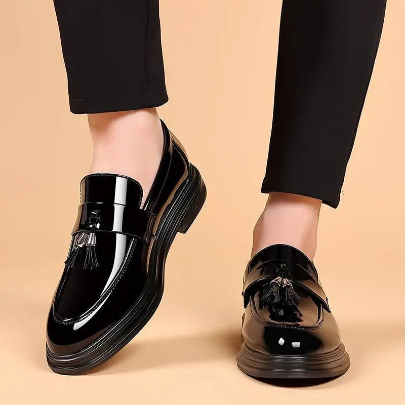 Black Patent Leather Tassel Business Formal Wear Shoes