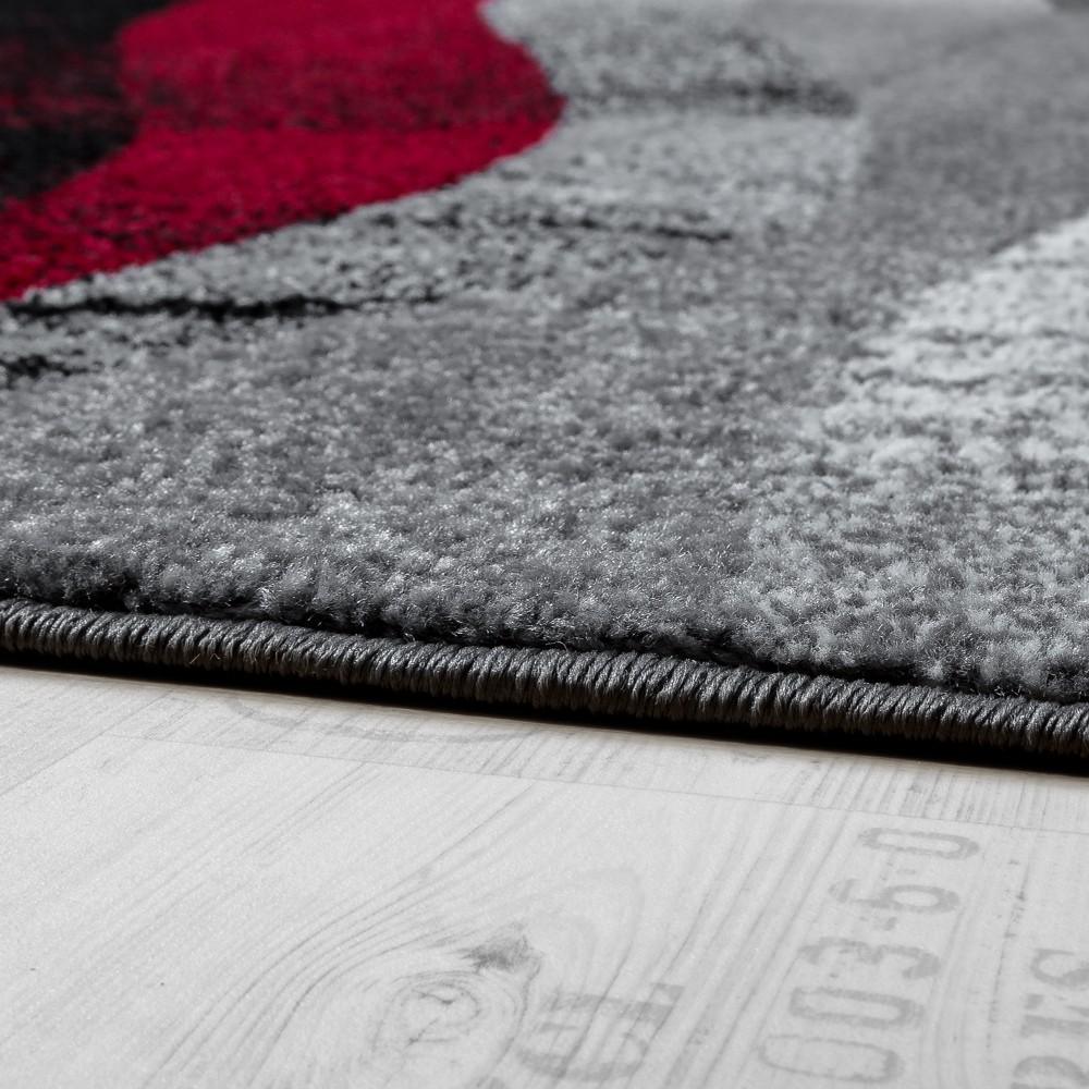 Black Red Grey Designer Rug Modern Wave Effect-1