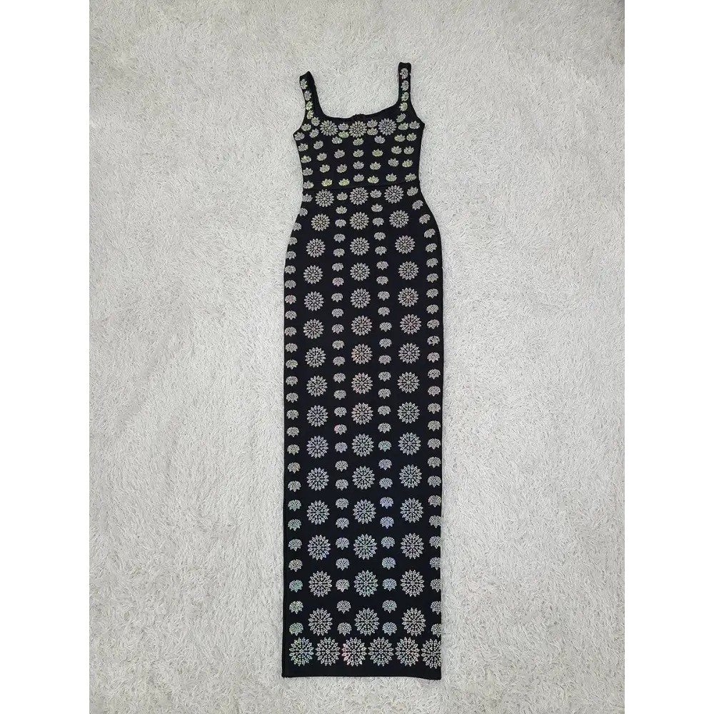 Black Rhinestone Elegant Slim Bandage Evening Dress