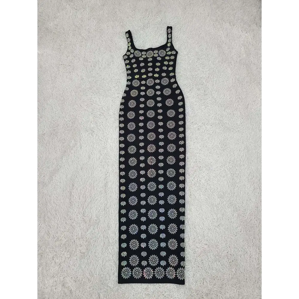 Black Rhinestone Elegant Slim Bandage Evening Dress