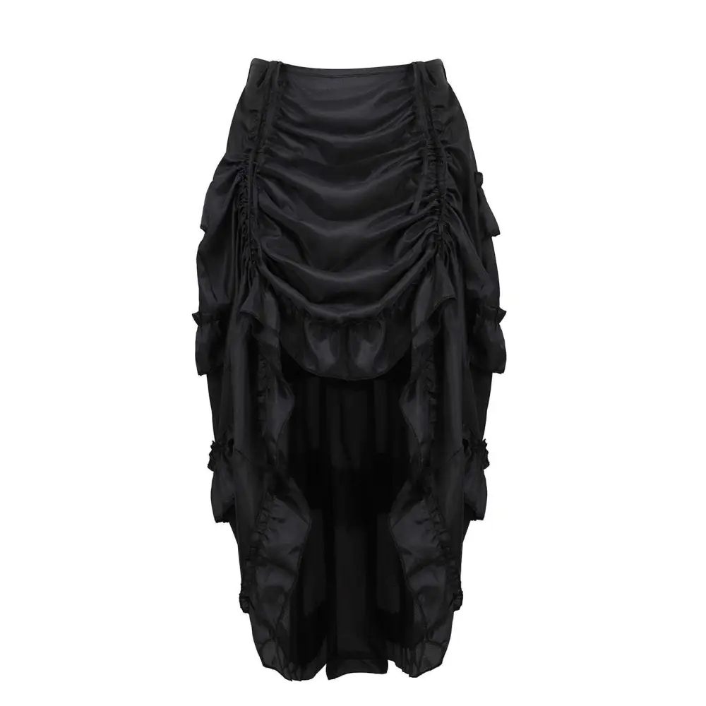 Black Satin High Waisted Court Irregular Skirt