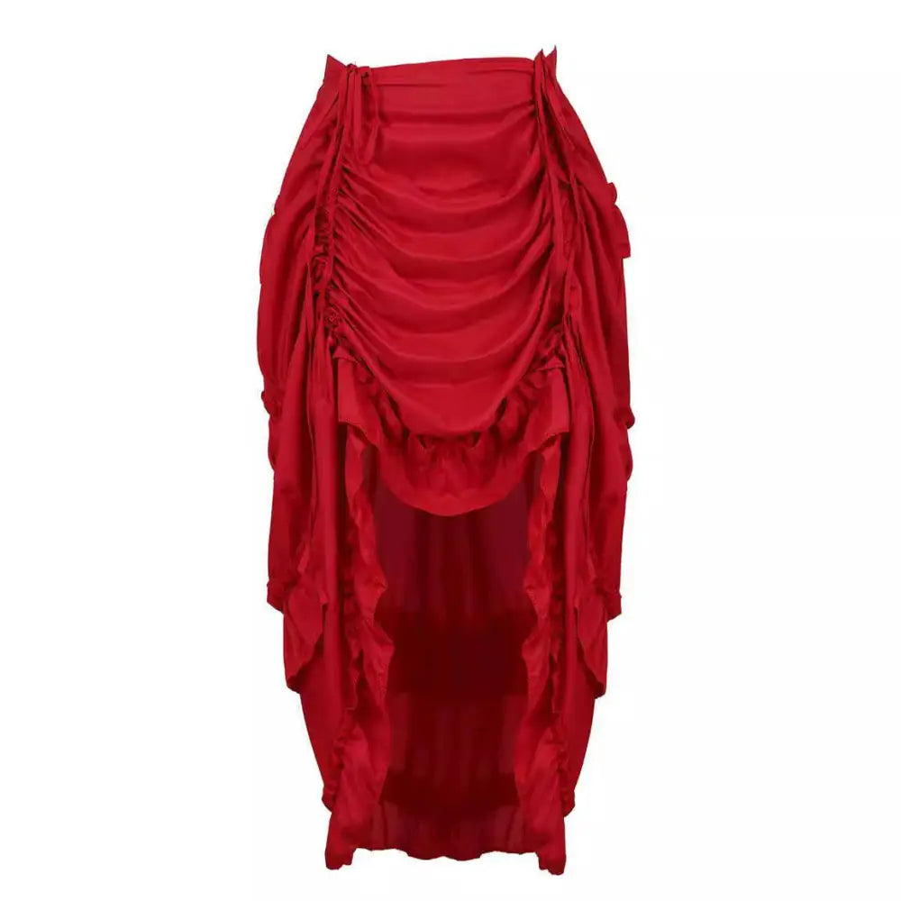 Black Satin High Waisted Court Irregular Skirt