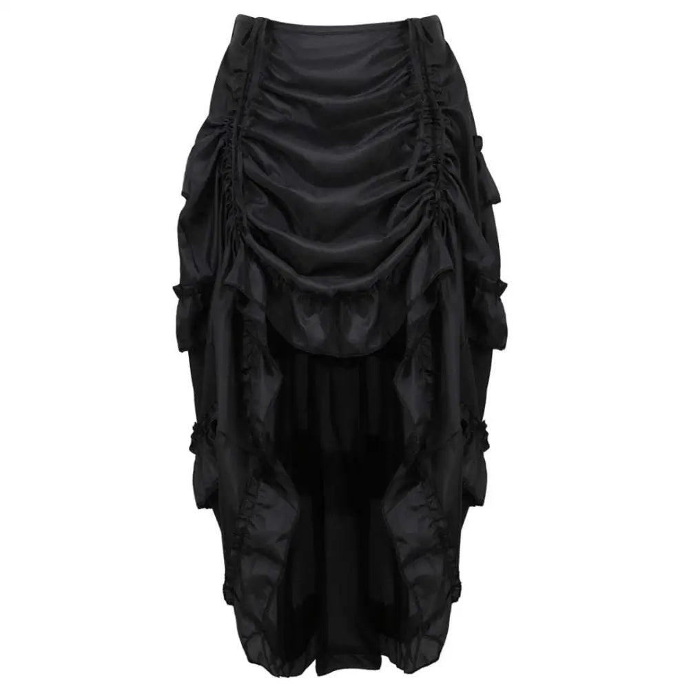 Black Satin High Waisted Court Irregular Skirt