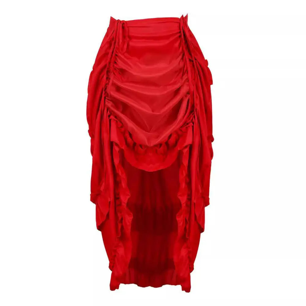 Black Satin High Waisted Court Irregular Skirt
