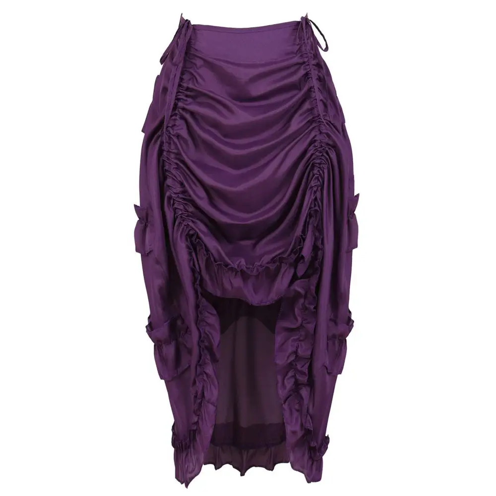 Black Satin High Waisted Court Irregular Skirt
