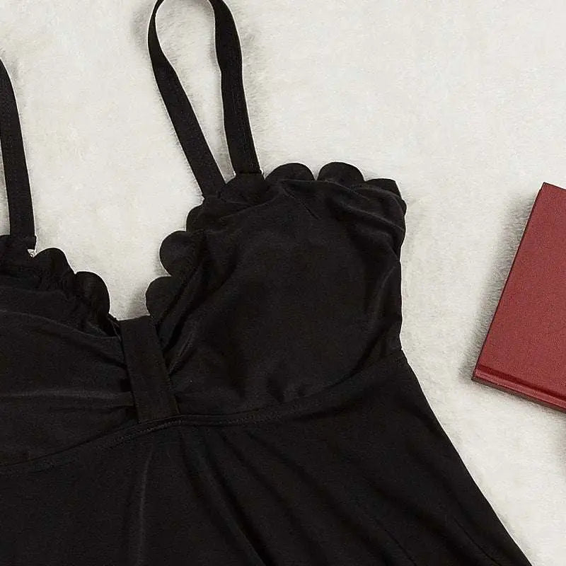 Black Scalloped Plus Size Bottoms Two Piece Set