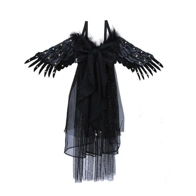 Black Star Feathered Halloween Performance Costume