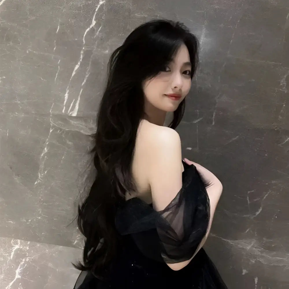 Black Velvet and Tulle Light Luxury Evening Dress