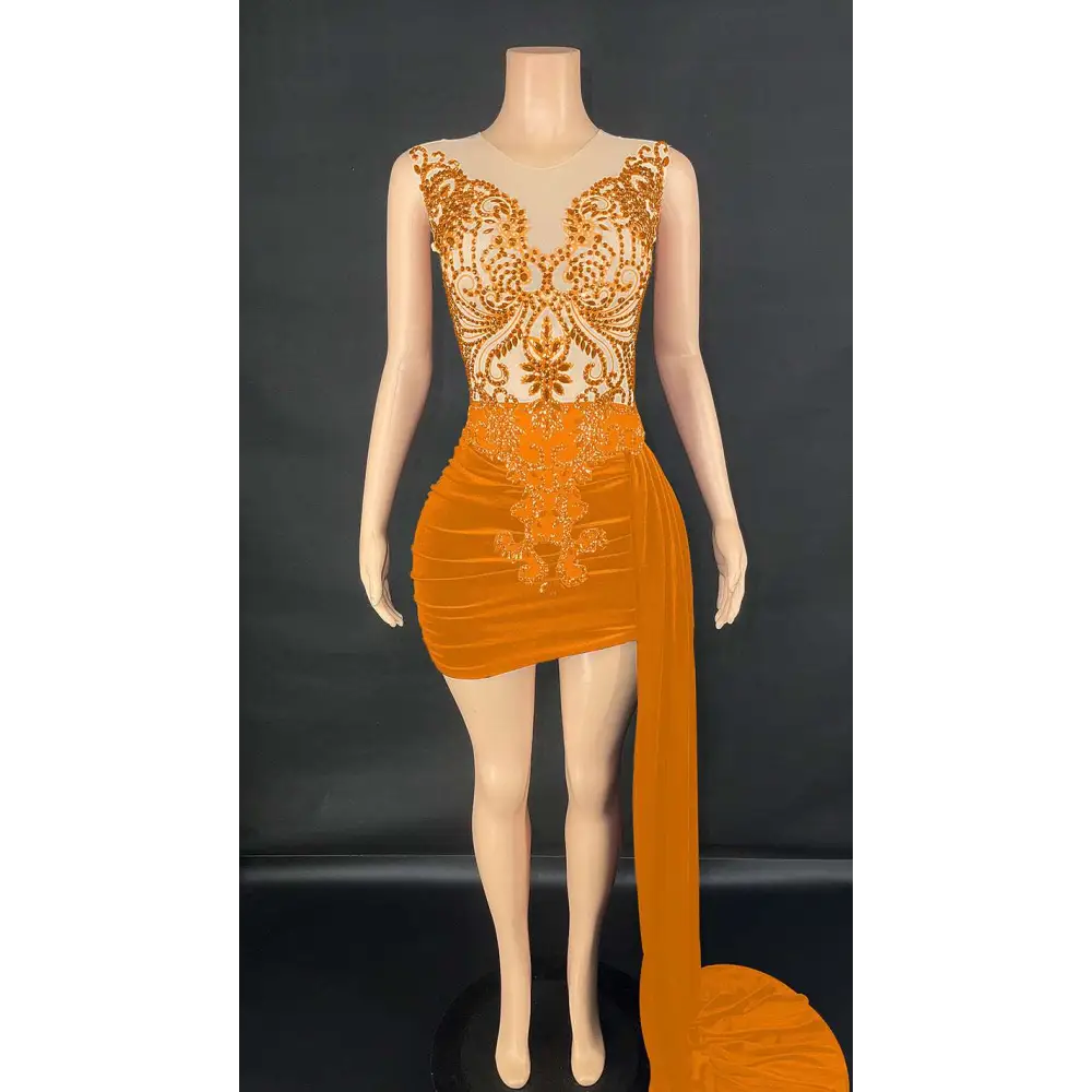 Black Velvet Luxury Evening Dress with Side Train