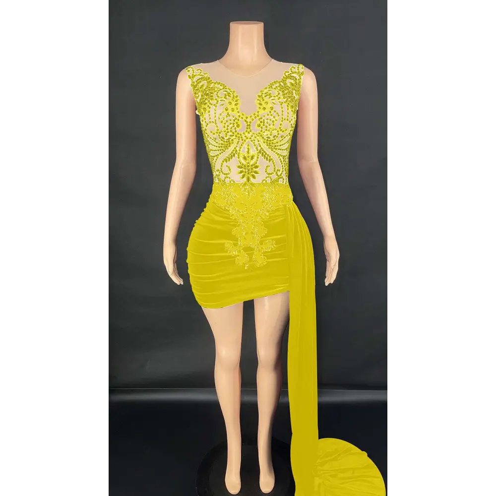 Black Velvet Luxury Evening Dress with Side Train
