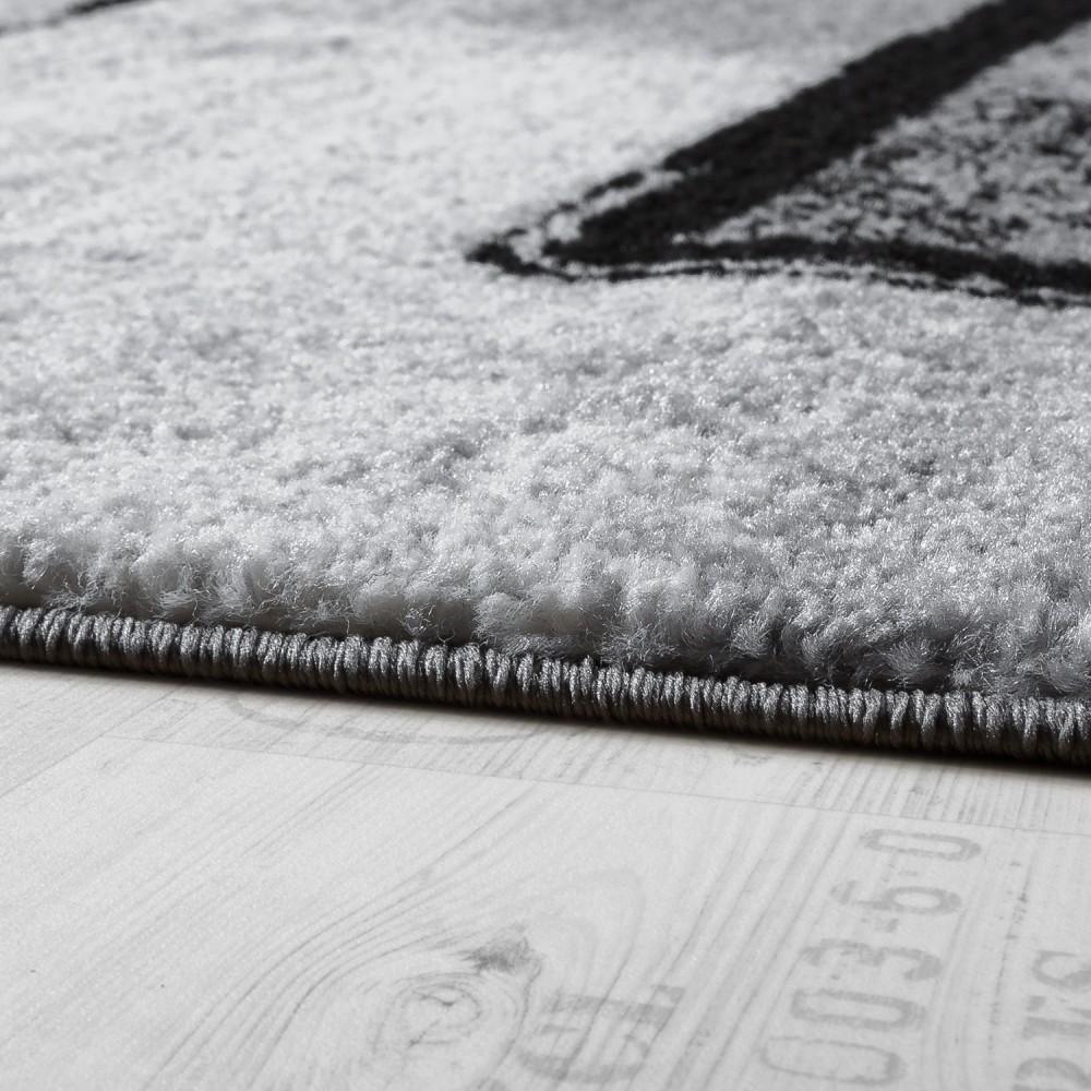 Black White Area Rug Montreal Abstract Paint Effect-1
