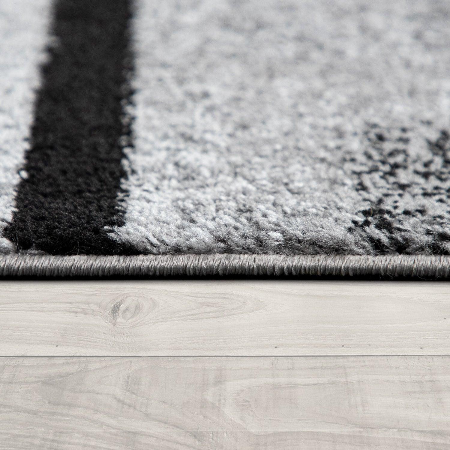 Gray Black Area Rug Mondial Modern Paint Effect-2