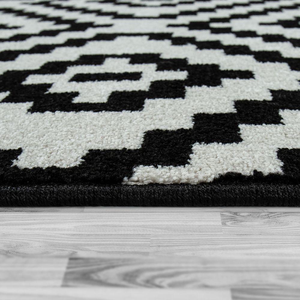 Black White Living Room Rug Boho Design Diamond Pattern-1
