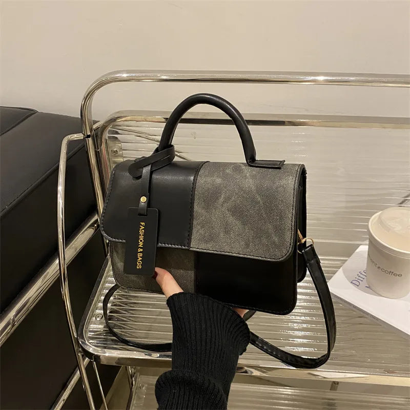 black pu leather classy handbag
