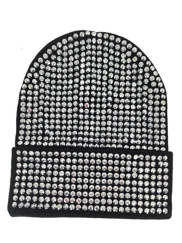 black sparkly Rhinestone Patch Bedazzled Beanies silver Crystals beanie