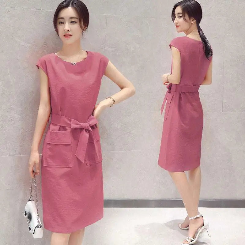 Blue Petite Fashion Lace-up Student Dress