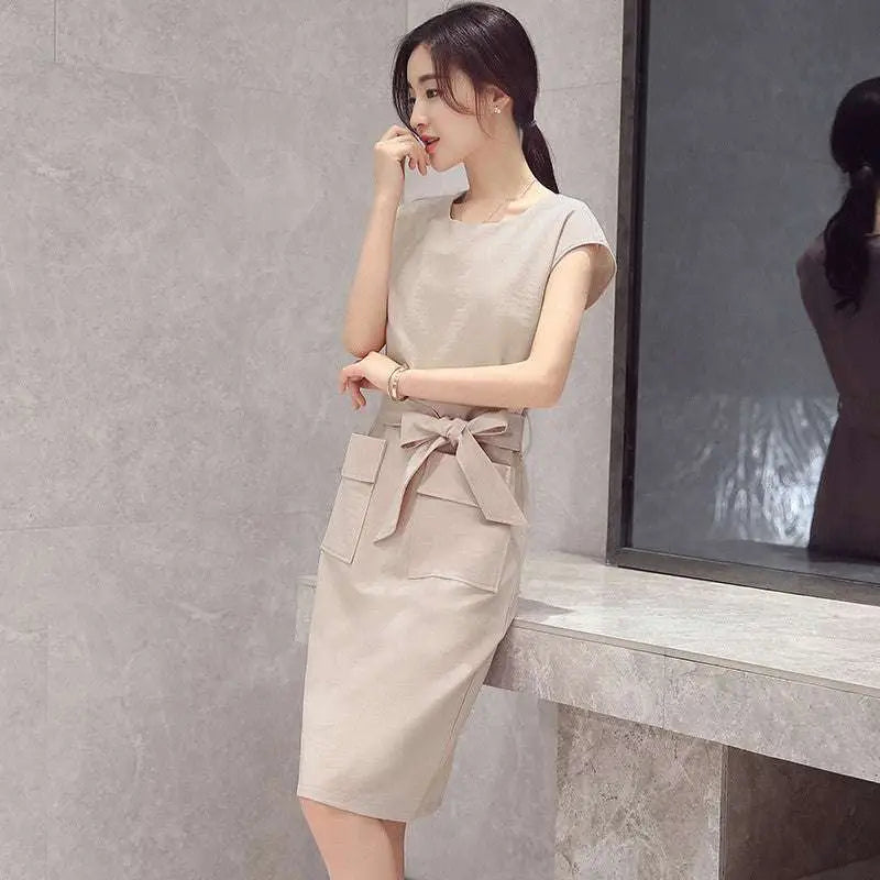 Blue Petite Fashion Lace-up Student Dress