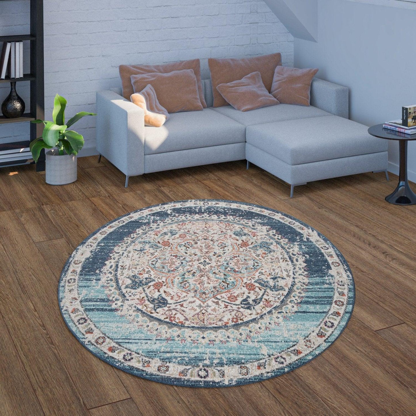 Blue Red Indoor & Outdoor Rug For Balcony Oriental Pattern-1