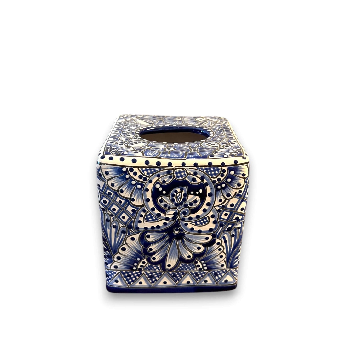Blue & White Talavera Tissue Box Cover | Vibrant Mexican Decor