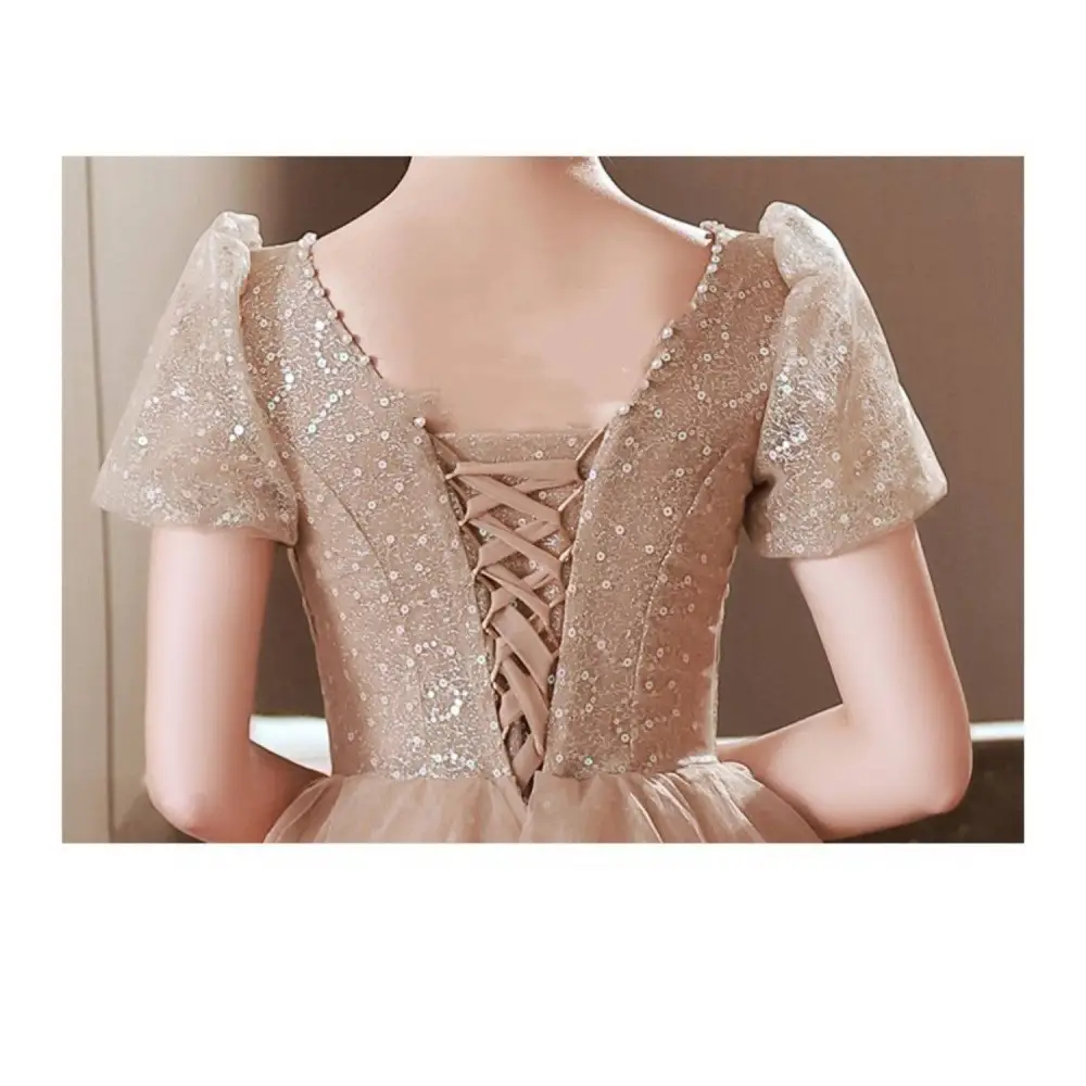 Blush Beaded Tulle Luxury Evening Dress