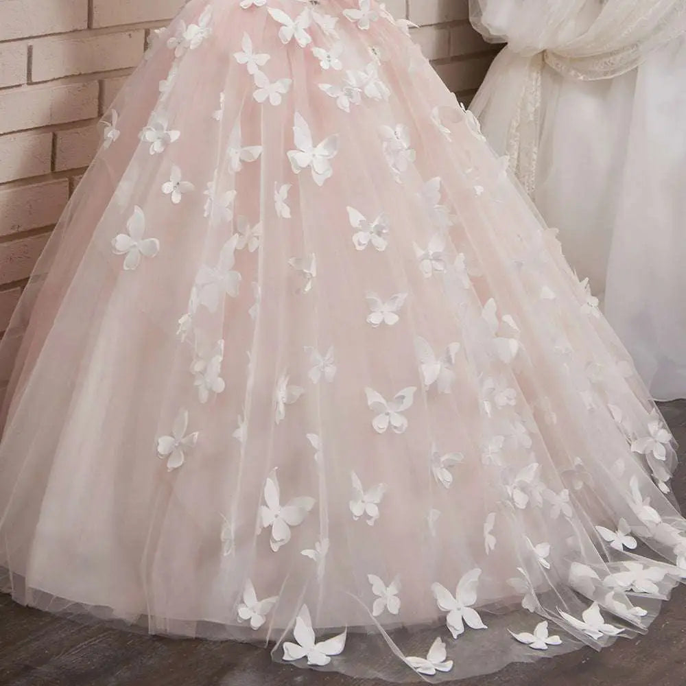 Blush Lace Princess Dress Flower Girl Evening Dress