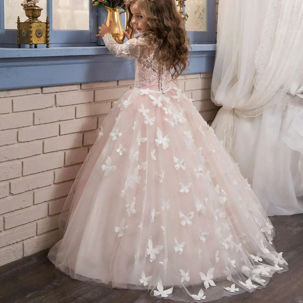 Blush Lace Princess Dress Flower Girl Evening Dress