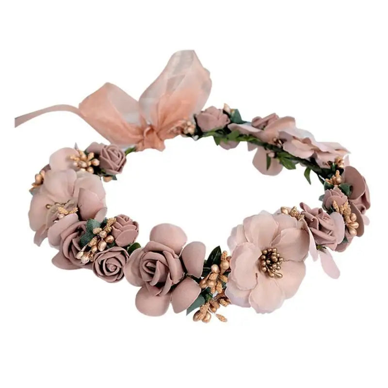 Blush Rose Wedding Garland Flower Crown