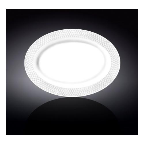 White Oval Platter With Embossed Wide Rim 14" inch X 10" inch |-0