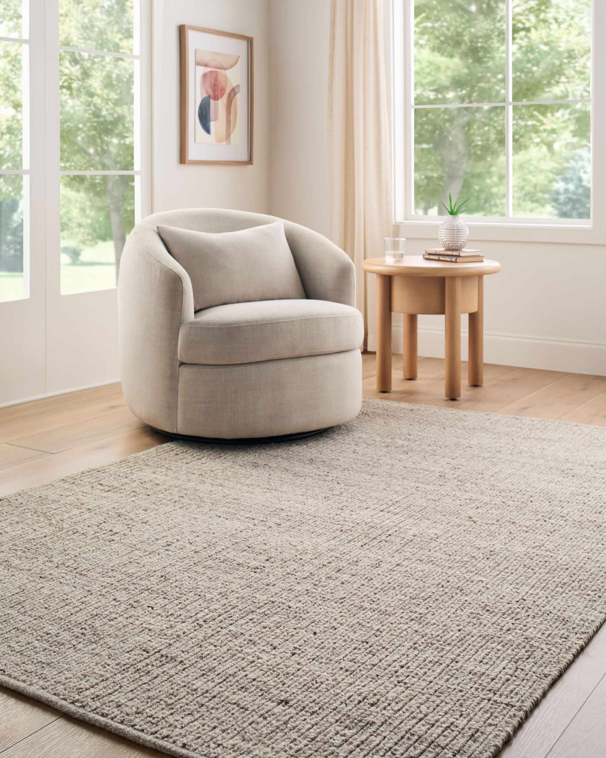 Nikie Taupe Abstract Hand Woven Wool Area Rug-1