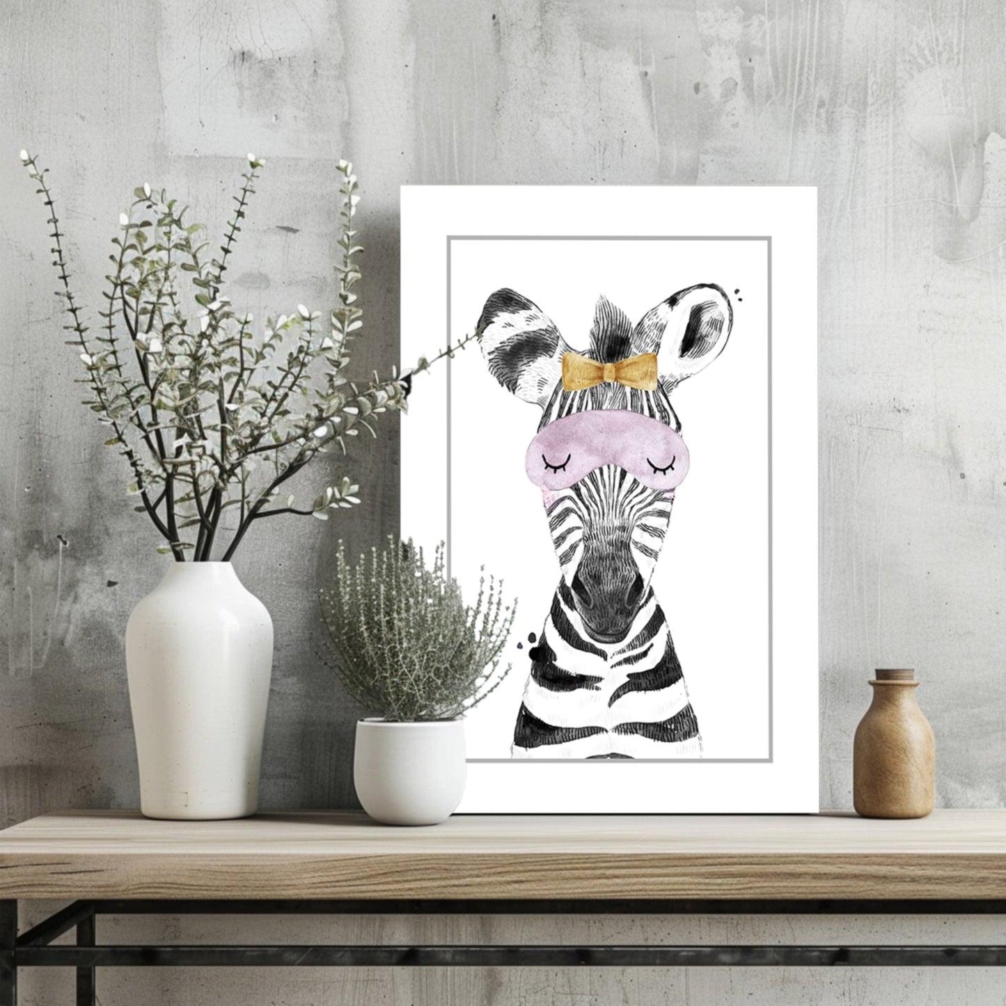 Sleepy Zebra Aluminum Print
