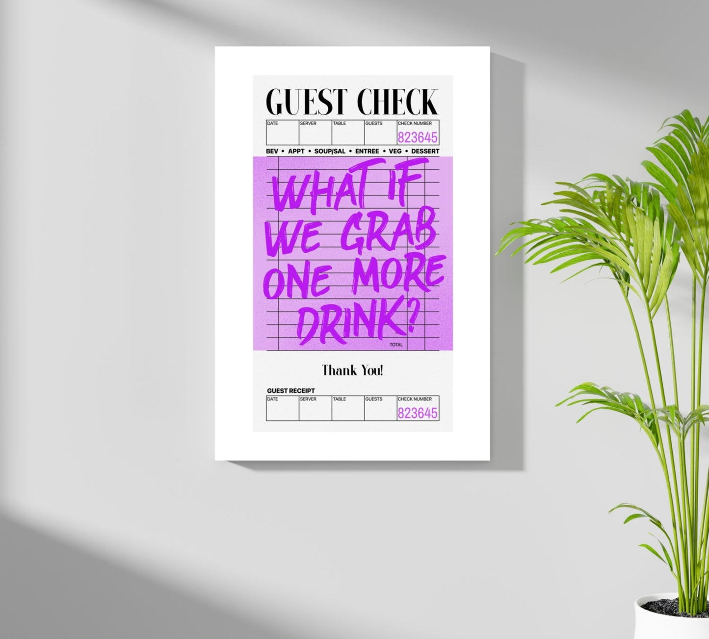 Guest Check Aluminum Print